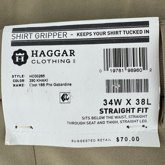 NWT Hagger Men's Shirt Gripper Tan Dress Pants - Picture 5 of 10